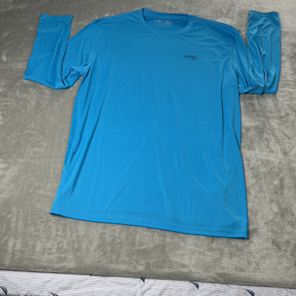 Reel Life Outdoor Shirt Mens XXL Long Sleeve Tee T Blue Poly Fishing 2XL Casual
